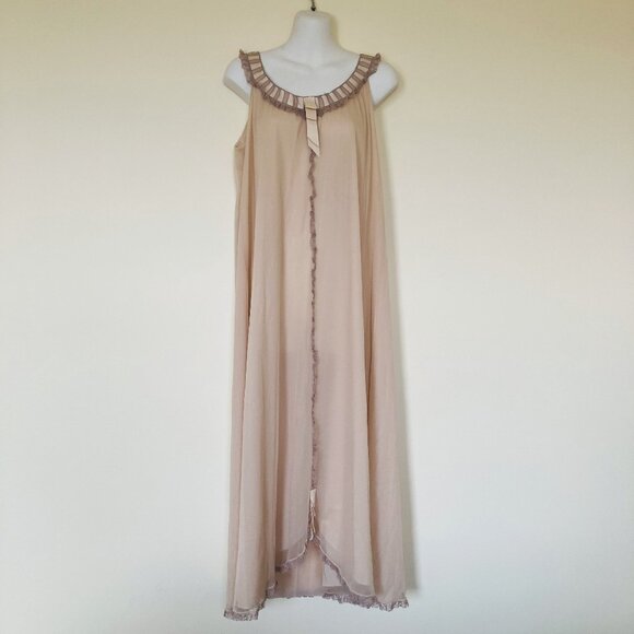 Miss Glamour Nightgown & Robe Set Vintage 1960s Nylon Lace w/ Satin Ribbon Sm-Lg - Picture 2 of 9